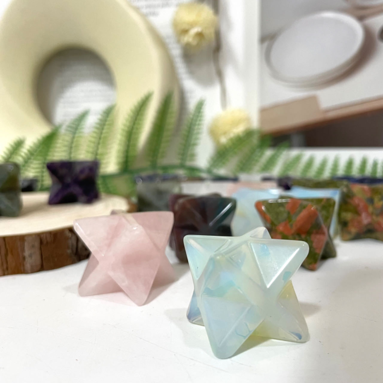 Different Maerail Star Crystal Stochastic 3PCS Rose Quartz Clear Quartz Kiwi Jasper Sodalite Amethyst Opalite Unakite Healing Crystal From IG Crystal