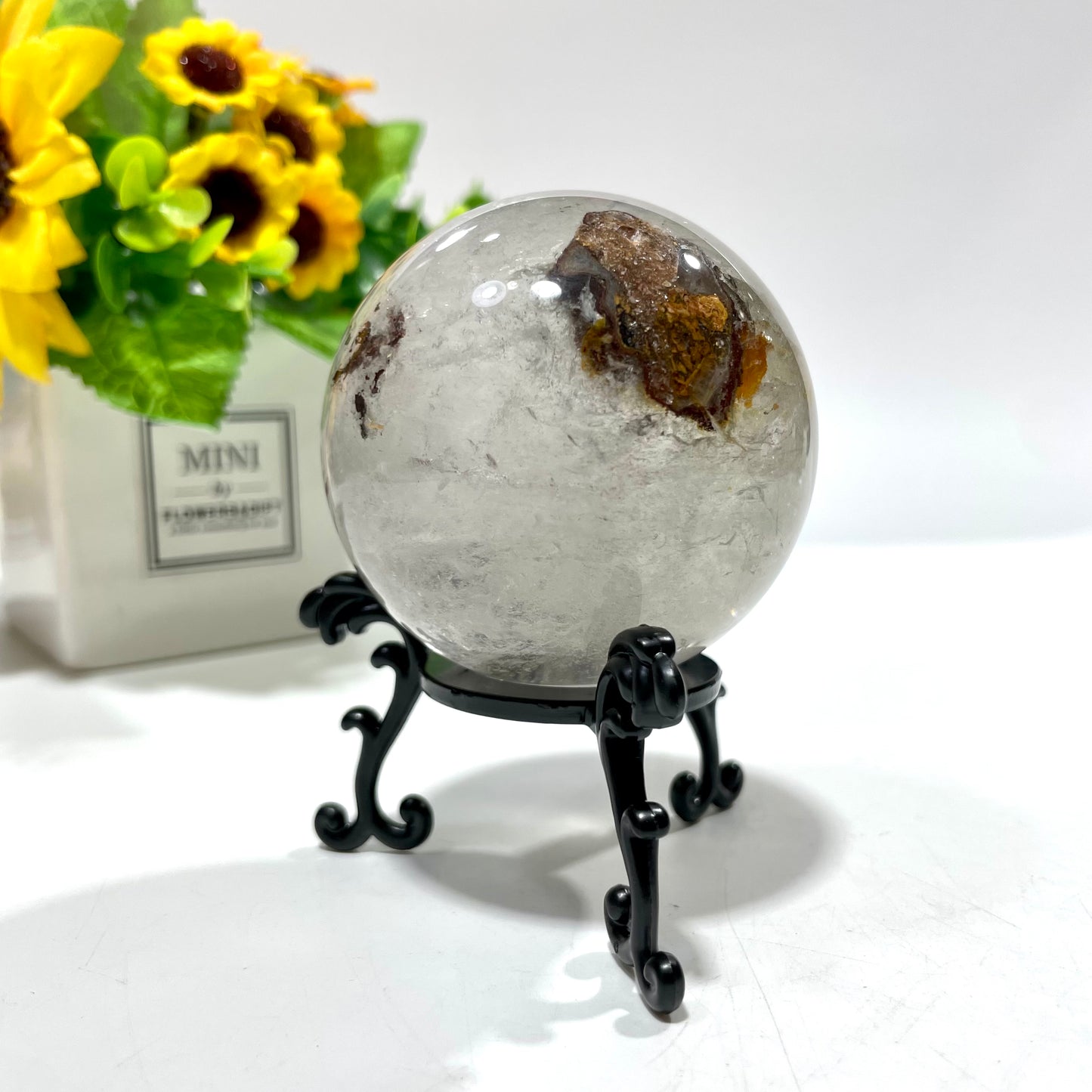 60mm Dreen Phantom Quartz Ghost Phantom Quartz Ball With Stand Set Sphere Decorative Ball Meditation Witchcraft Healing Stone Home Decoration From IG Crystal