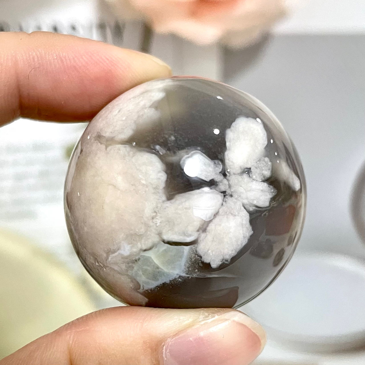 5~7 Counts Small Green Flower Agate Balls 2~4cm Healing Stone Home Decoration From IG Crystal
