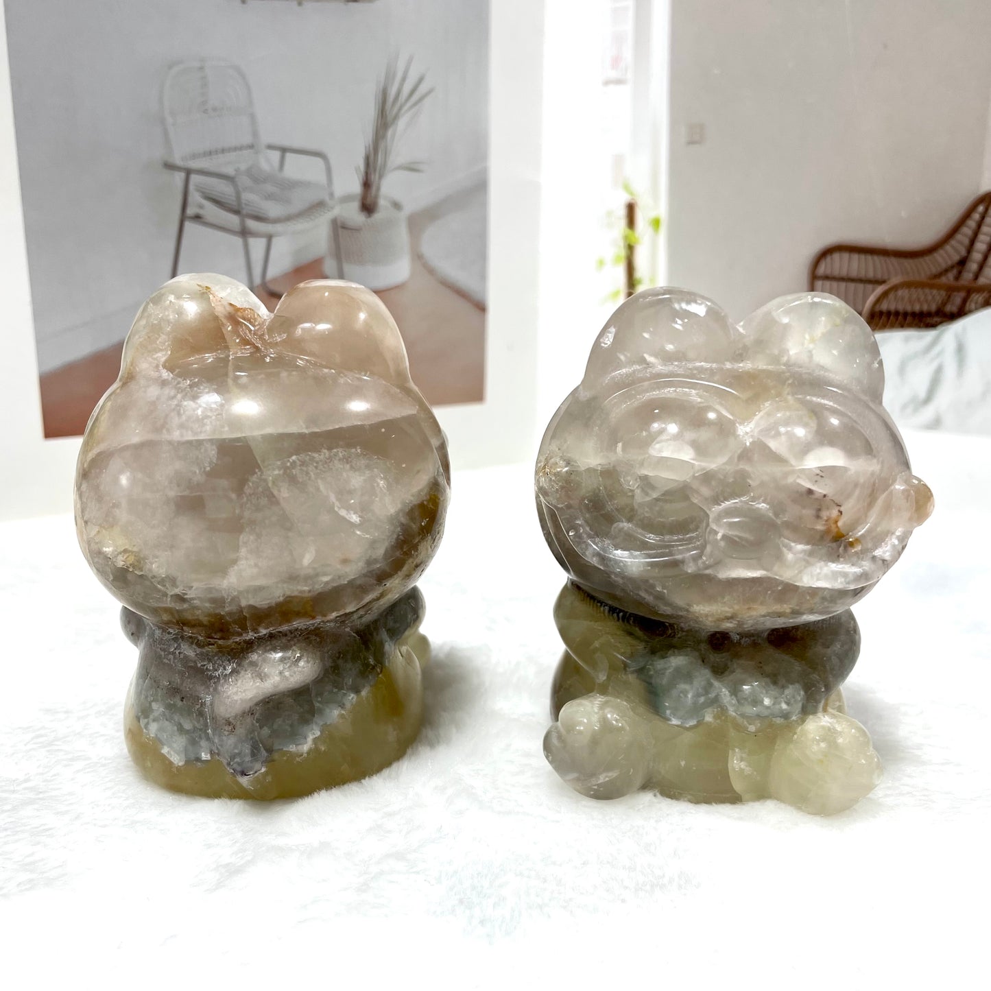 1 Count Fluorite Garfield Crystal Carving Natural Stone Gem Mining Chakra Balancing Reiki Healing Crystal Mystery Crystal Display Crystal Shopping Online Home Office Decor From IG Crystal