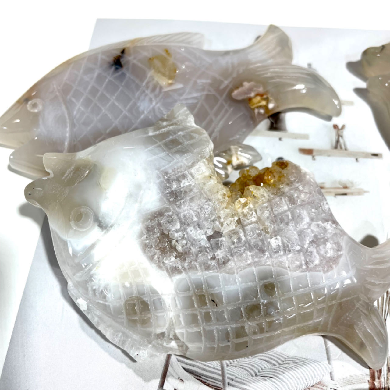 Flower Agate Fish Crystal Healing Crystal Home Decoration From IG Crystal