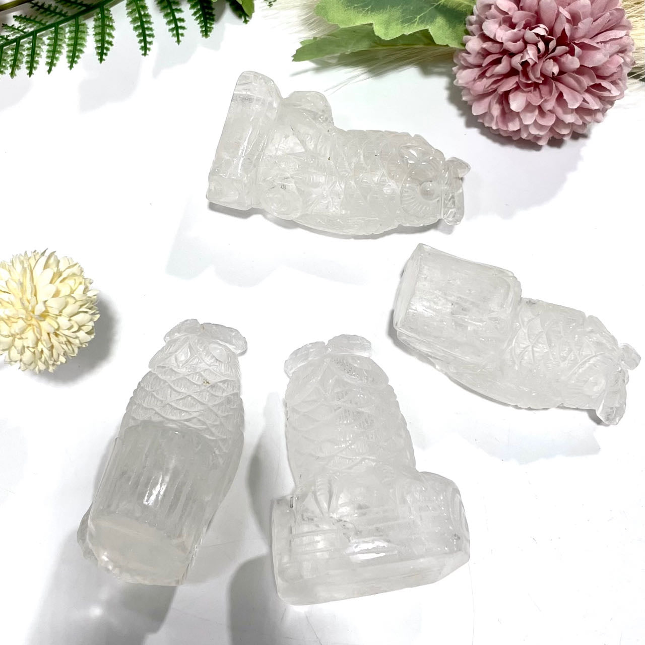 1 Count Clear Quartz Owl Crystal Healing Stone Home Decoration From IG Crystal