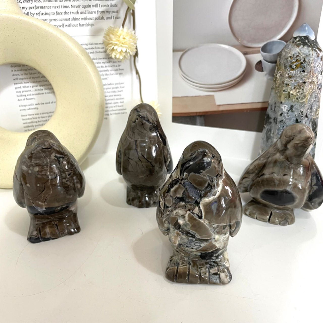 Volcanic Agate Penguin Crystal Height about 10.6cm From IG Crystal