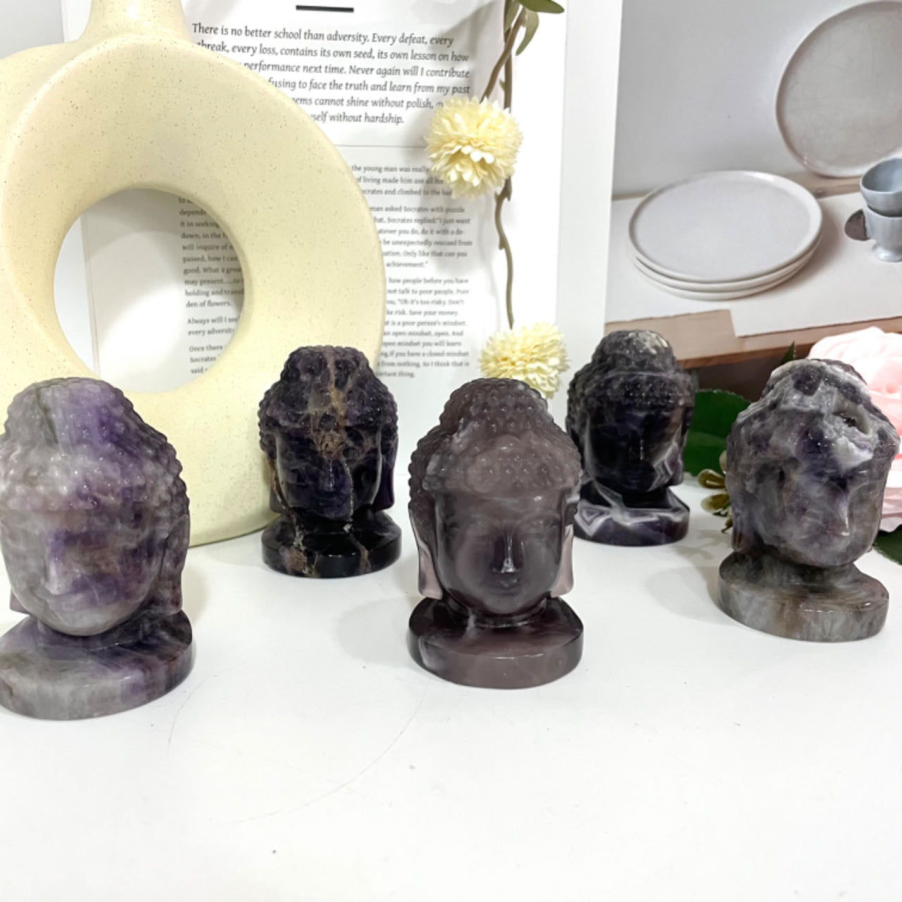 Amethyst Crystal Buddha Head Statue Stochastic 1PCS From IG Crystal
