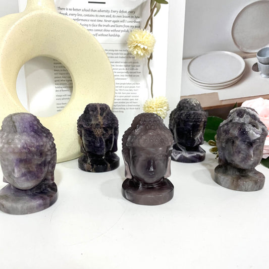 Amethyst Crystal Buddha Head Statue Stochastic 1PCS From IG Crystal