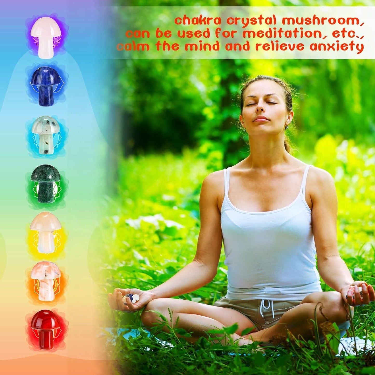 IG Crystal Different Material High Quality Natural Mushroom Crystals Clear Quartz Rose Quartz Green Aventurine Yooperlite Black Obsidian Red Que Sera Healing Crystal Home Decoration