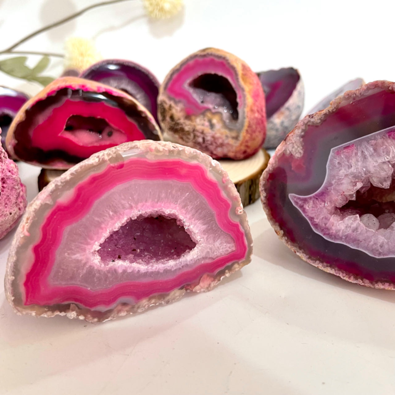 Any 2PCS Pink Druzy Natural Raw Geode From IG Crystal