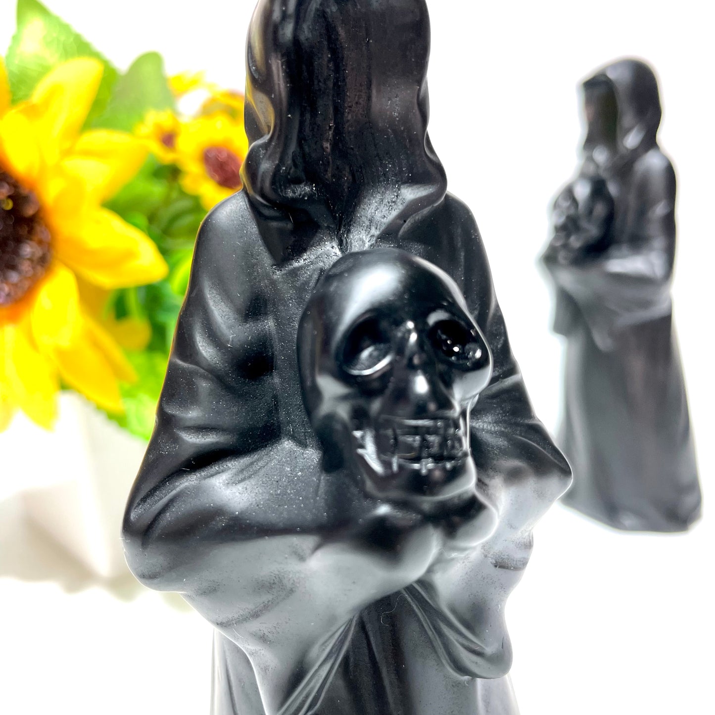 1 Count Black Obsidian Death Skull Crystal Carving Natural Stone Gem Mining Chakra Balancing Reiki Healing Crystal Mystery Crystal Display Crystal Shopping Online Home Office Decor From IG Crystal