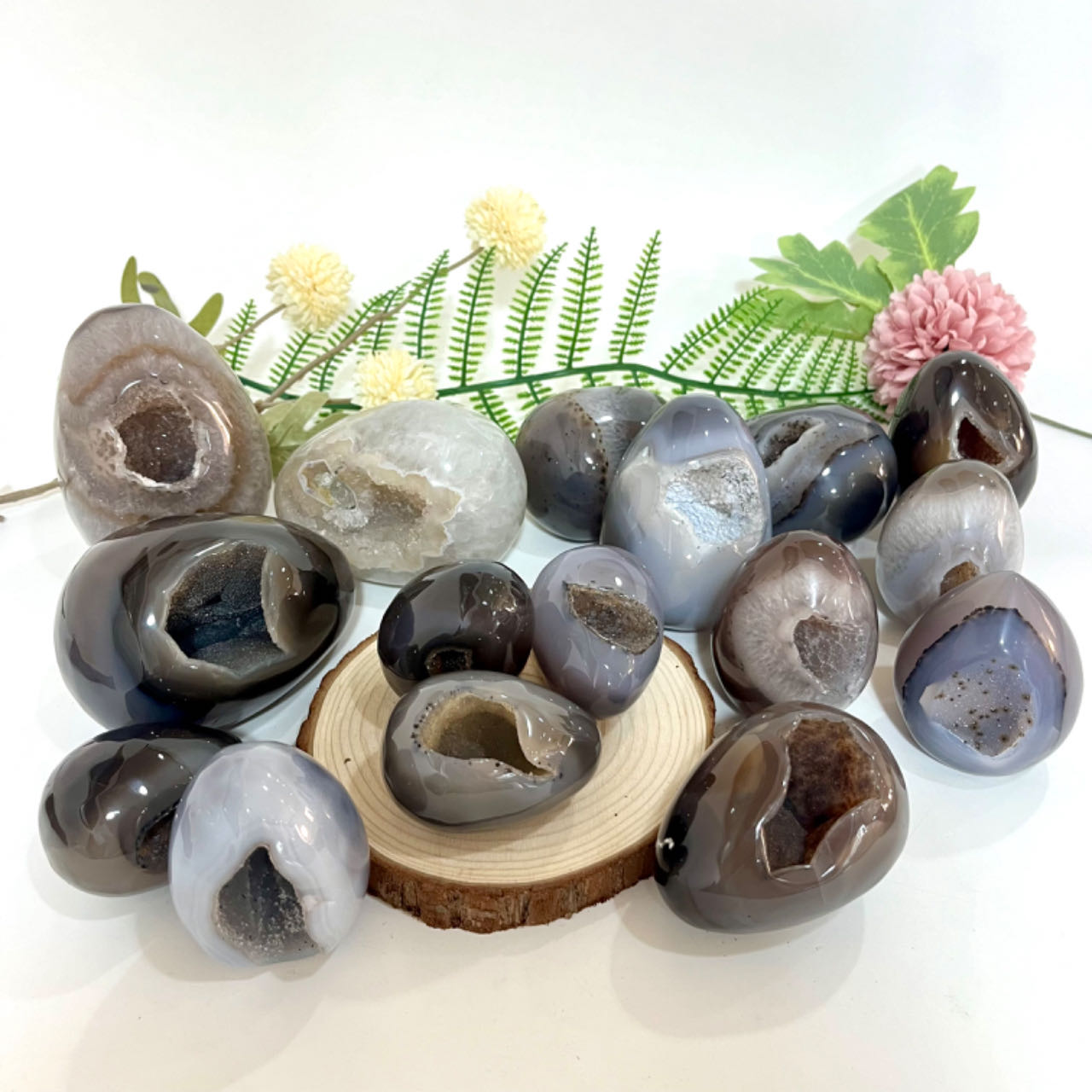 Different Maerail Druzy Egg Natural Raw Geode From IG Crystal