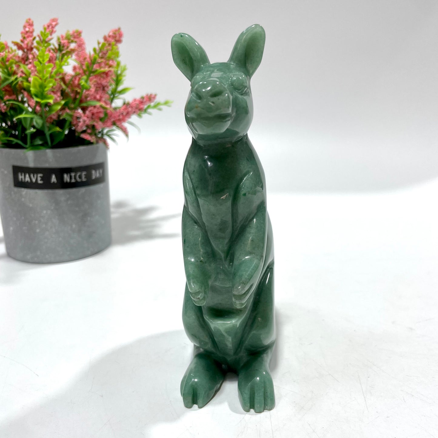 1 Count Green Aventurine Kangaroo Crystal Carving Healing Stones Natural Stone Chakra Balancing Reiki Home Office Decor From IG Crystal