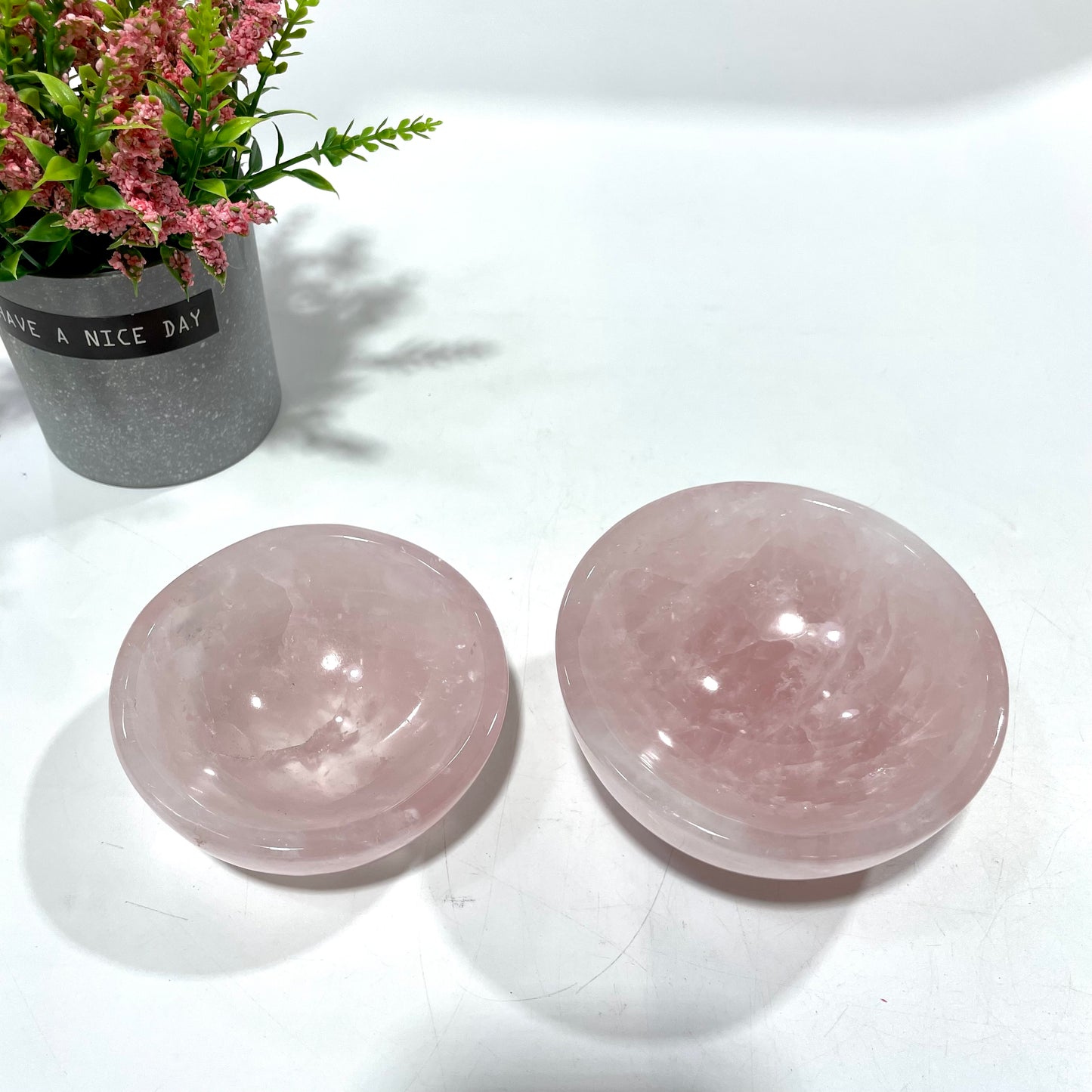 Rose Quartz Citrine Bowl Hand Polished Gem Stone Bowls Natural Raw Crystal Decorative Dish Jewelry Storage Agate Bowl for Meditation Reiki Healing From IG Crystal