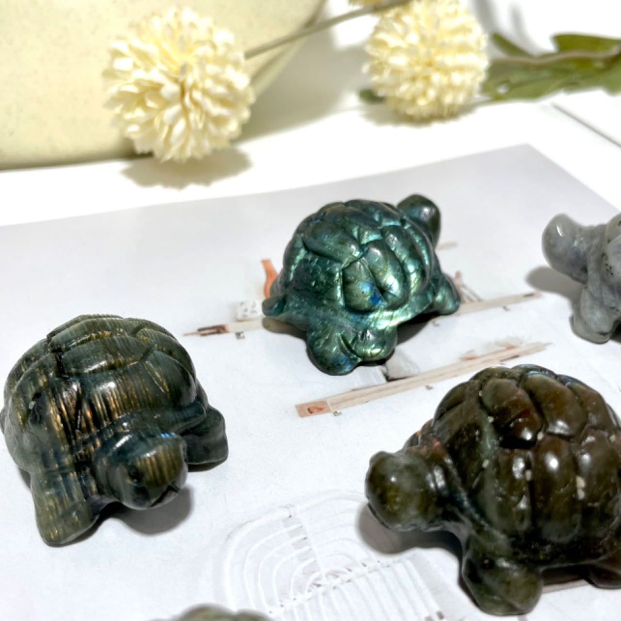 3 Counts Labradorite Tortoise Crystal Healing Crystal Home Decoration From IG Crystal