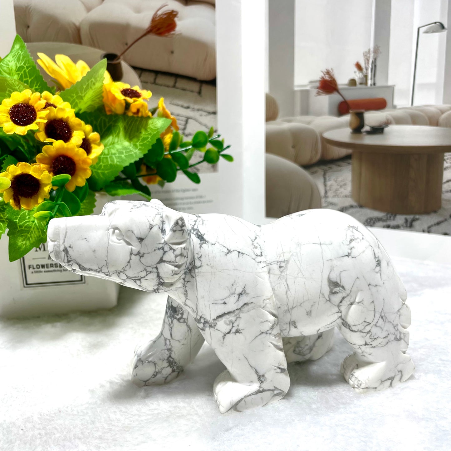 1 Count White Turquoise Animals Carving Bear Elephant Dog Fish Frog Carvings Healing Stones Natural Stone Chakra Balancing Reiki Home Office Decor From IG Crystal