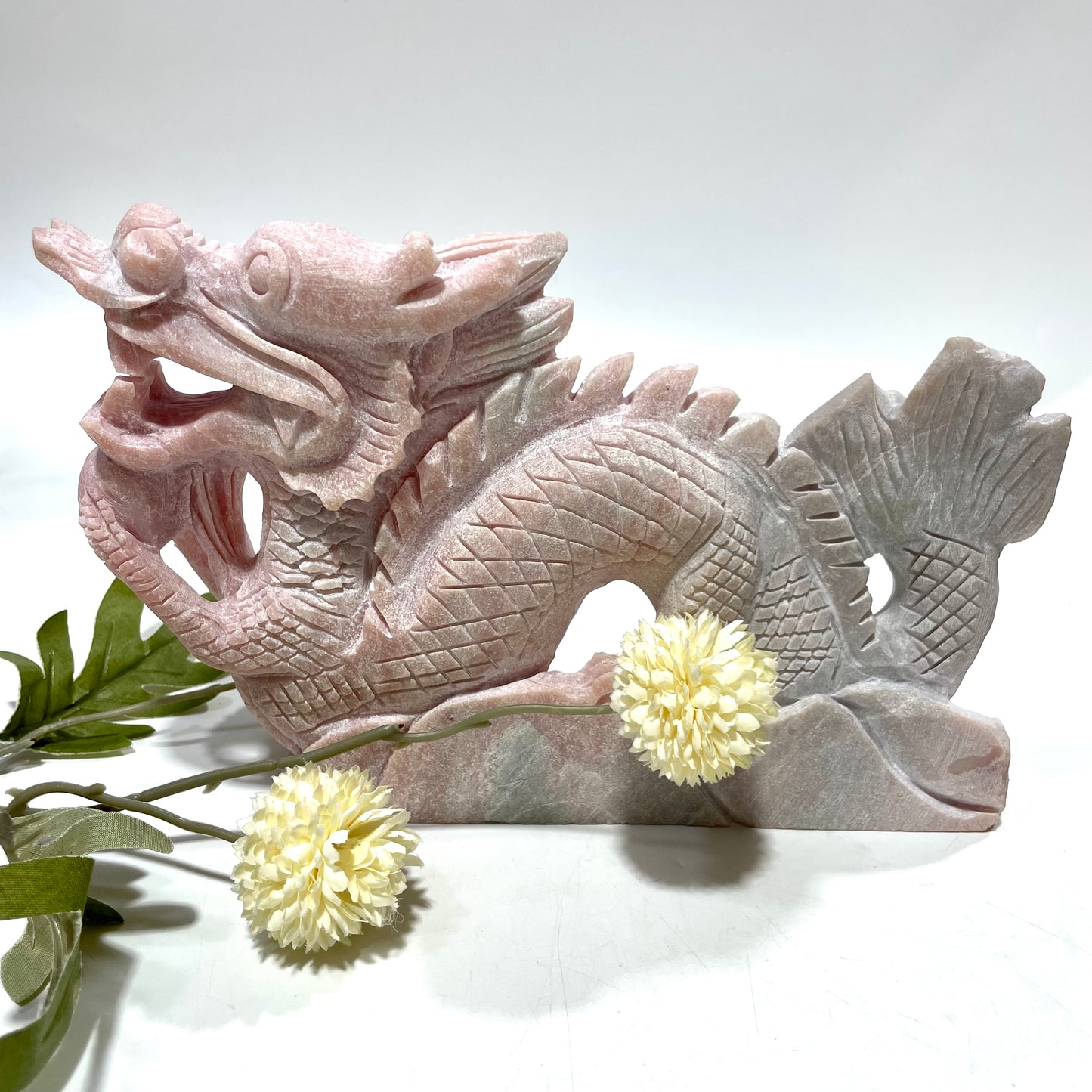 1 Count Pink Opal Dragon Crystal Carving Healing Stones Natural Stone Chakra Balancing Reiki Home Office Decor From IG Crystal