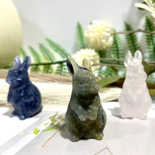 5 Counts Different Material Rabbit Crystal 2 Inch Clear Quartz Rose Quartz Lavakite Red Obsidian Fire Quartz Amethyst Green Aventurine Healing Stone Home Decoration From IG Crystal