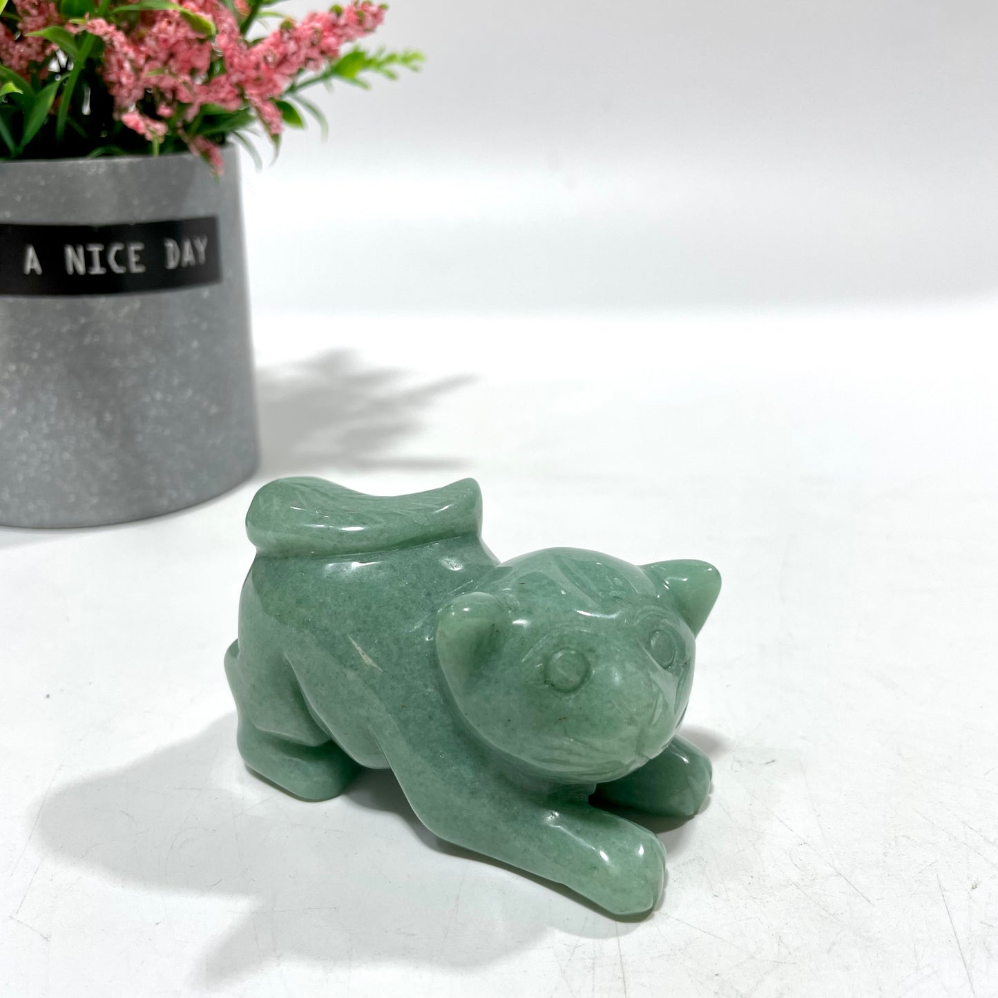 Green Aventurine Animal Crystal Carvings Flower Fairy Cat bird Tortoise Dolphin Bear Fish Seal Dinosaur Rhinoceros Frog Shark Carvings Healing Stones Natural Stone Chakra Balancing Reiki Home Office Decor From IG Crystal