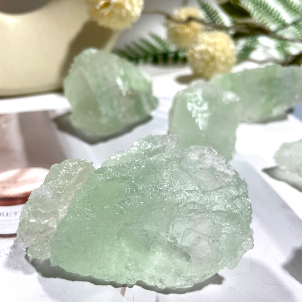 500g Green Fluorite Crystal Stone for Tumbling Cabbing Decoration Polishing Quartz Ore Crystals Stone Ornaments Home Decor Gift From IG Crystal