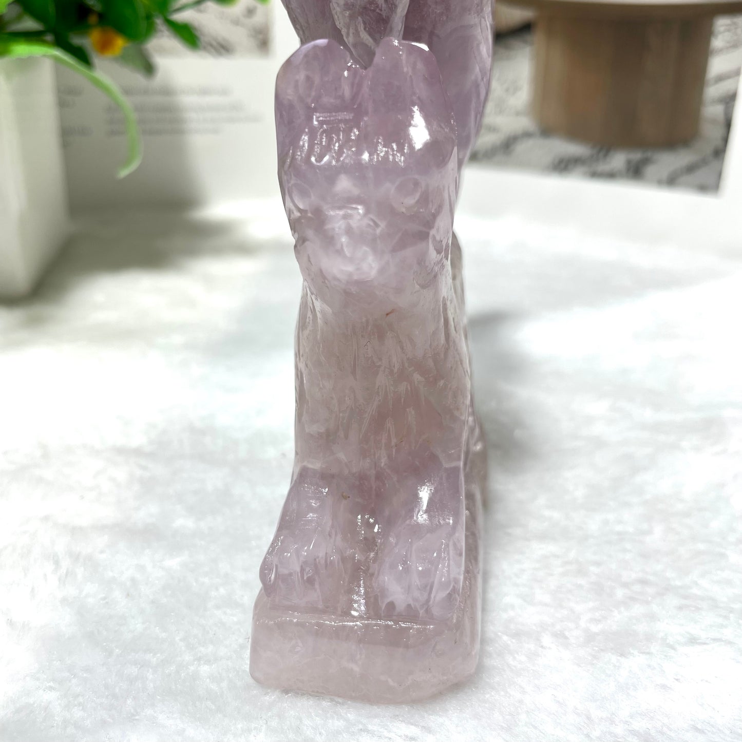 1 Count Amethyst Nine-tailed Fox Crystal Carving Healing Stones Natural Stone Chakra Balancing Reiki Home Office Decor From IG Crystal
