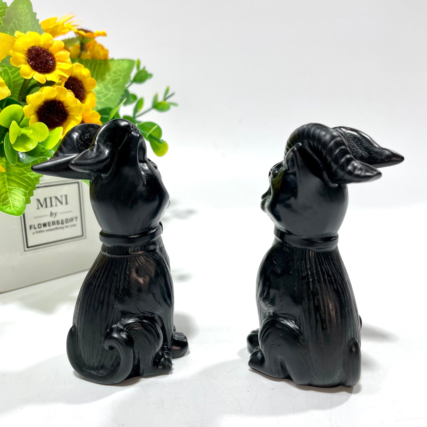 2 Counts Black Obsidian Cute Deer Crystal Carving Healing Stones Natural Stone Chakra Balancing Reiki Home Office Decor From IG Crystal