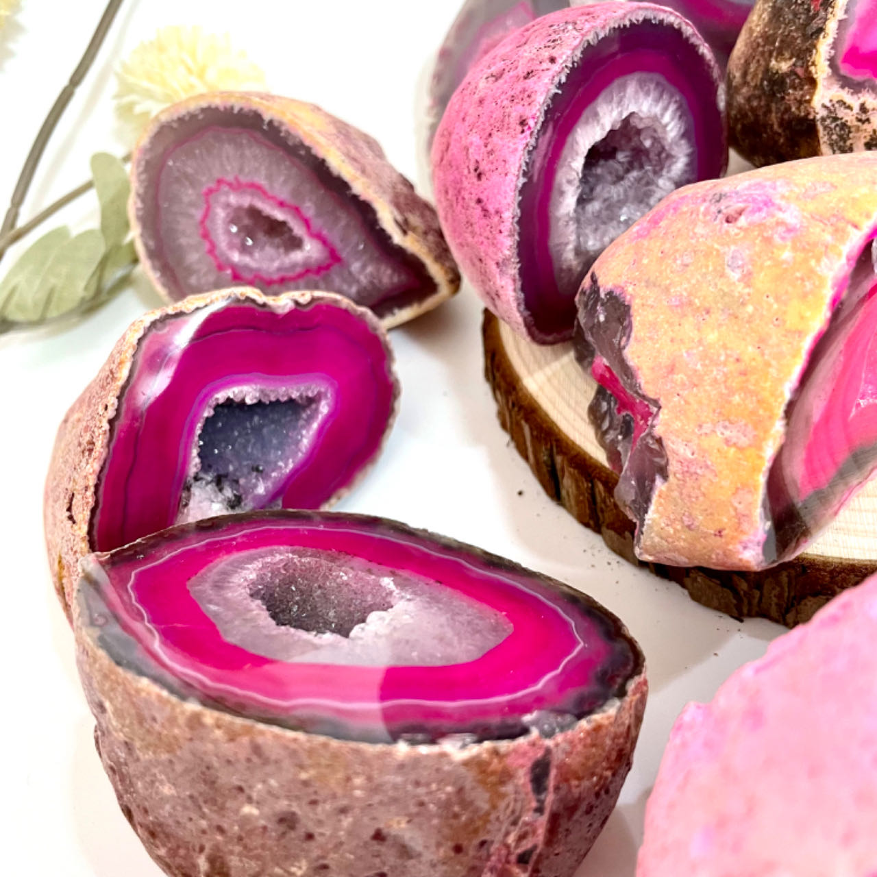 Any 2PCS Pink Druzy Natural Raw Geode From IG Crystal
