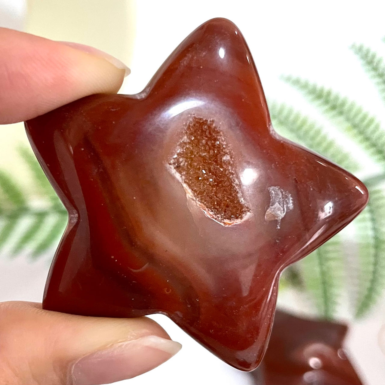 IG Crystal 6 Counts Carnelian Red Agate Crystal Star Shaped Crystal Healing Crystal Home Decoration