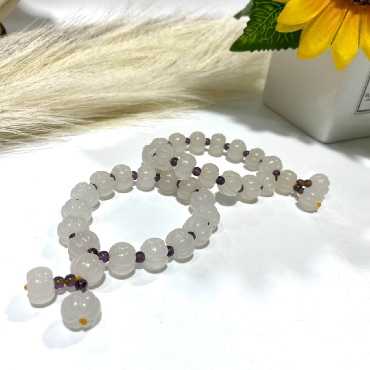 2 Counts Afghanistan White Jade Pumpkin Bracelet Natural Crystals Healing Stones Crystal Jewelry Shop Pretty Crystals From IG Crystal