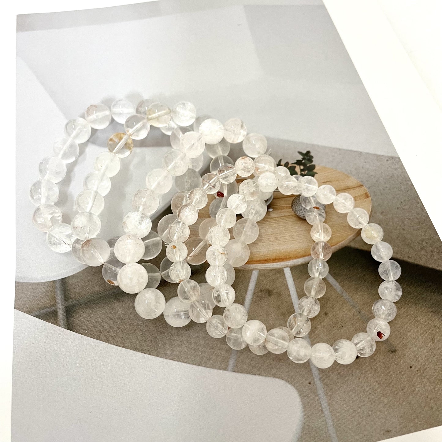 White Ghost Quartz Phantom Quartz Crystal Bracelets 11mm 10mm 7mm Natural Crystals Healing Crystals Bracelet for Women and Men Teens Crystal Jewelry Shop Pretty Crystals From IG Crystal