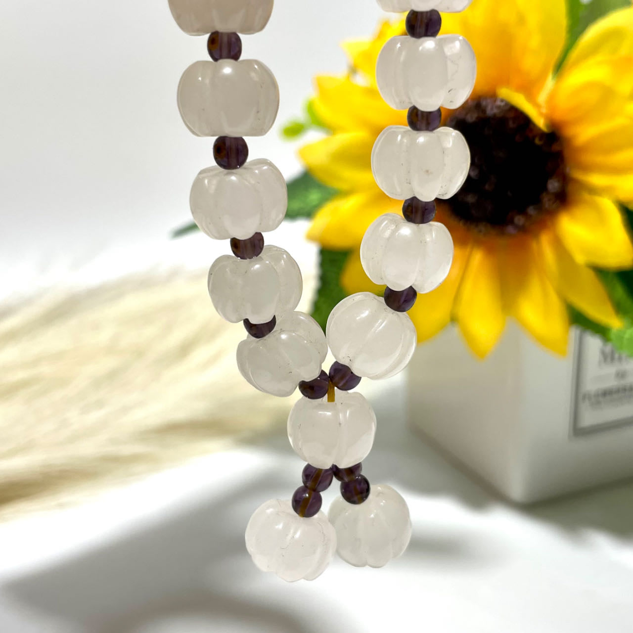 2 Counts Afghanistan White Jade Pumpkin Bracelet Natural Crystals Healing Stones Crystal Jewelry Shop Pretty Crystals From IG Crystal