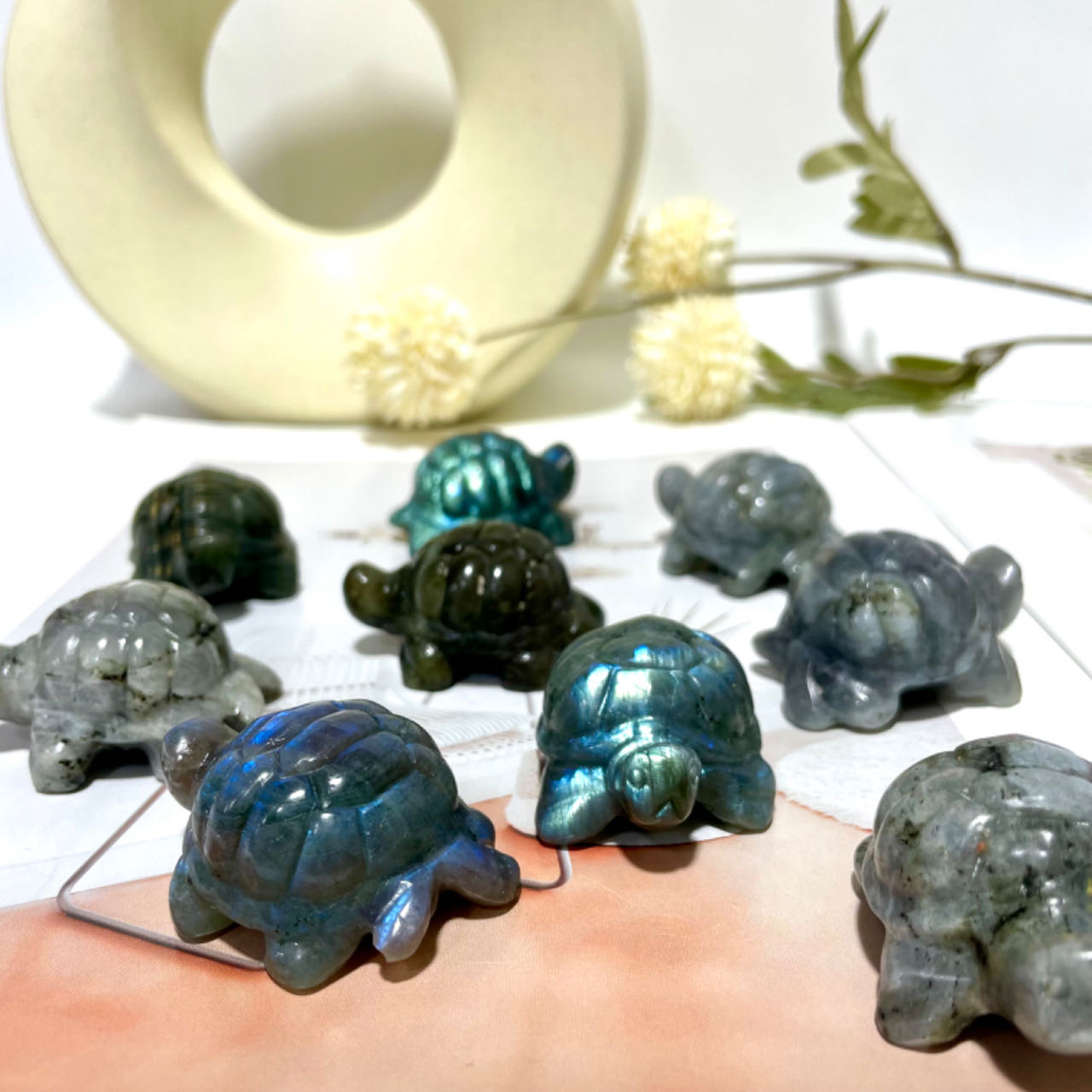 3 Counts Labradorite Tortoise Crystal Healing Crystal Home Decoration From IG Crystal