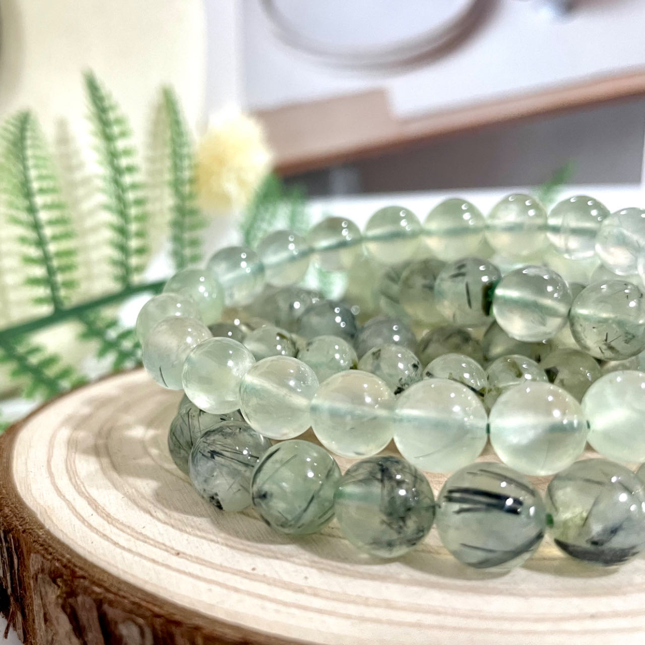 Prehnite Bracelet 7~10mm Energy Healing Crystals Jewelry for Women DIY Bracelet From IG Crystal