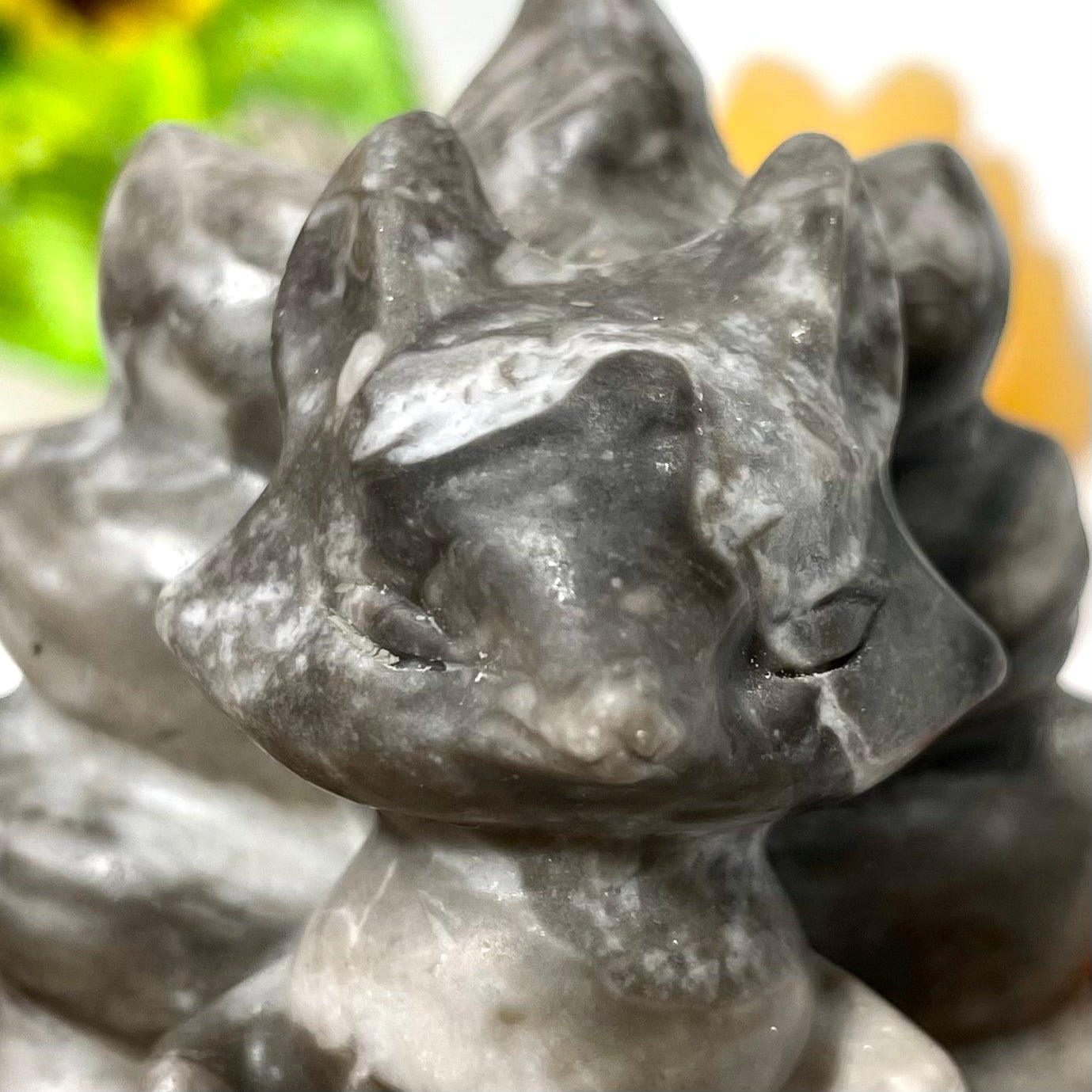 2 Counts Different Materials Nine-tailed Fox Crystal Carving Healing Stones Natural Stone Chakra Balancing Reiki Home Office Decor From IG Crystal