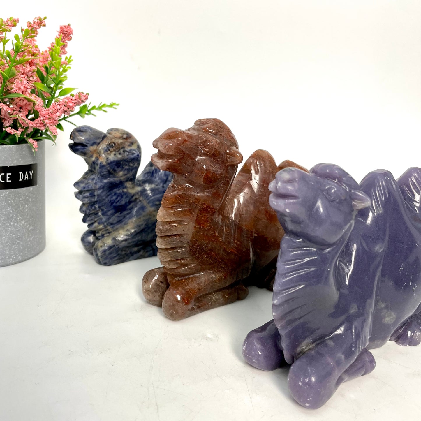 1 Count Big Camel Crystal Carving Green/Purple Aventurine Sodalite Strawberry Quartz Healing Stones Natural Stone Chakra Balancing Reiki Home Office Decor From IG Crystal