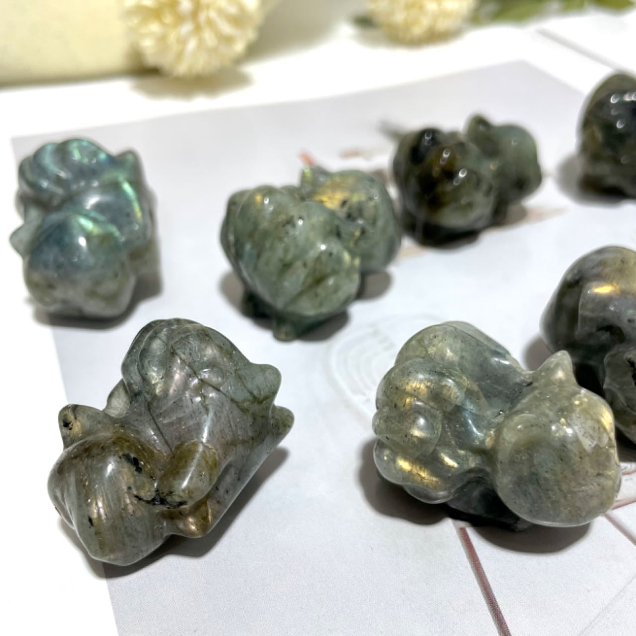 4 Counts Labradorite Small Cute Nine-tailed Fox Crystal Healing Crystal Home Decoration From IG Crystal