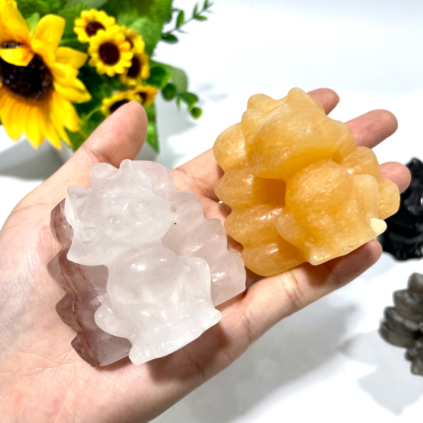 2 Counts Different Materials Nine-tailed Fox Crystal Carving Healing Stones Natural Stone Chakra Balancing Reiki Home Office Decor From IG Crystal