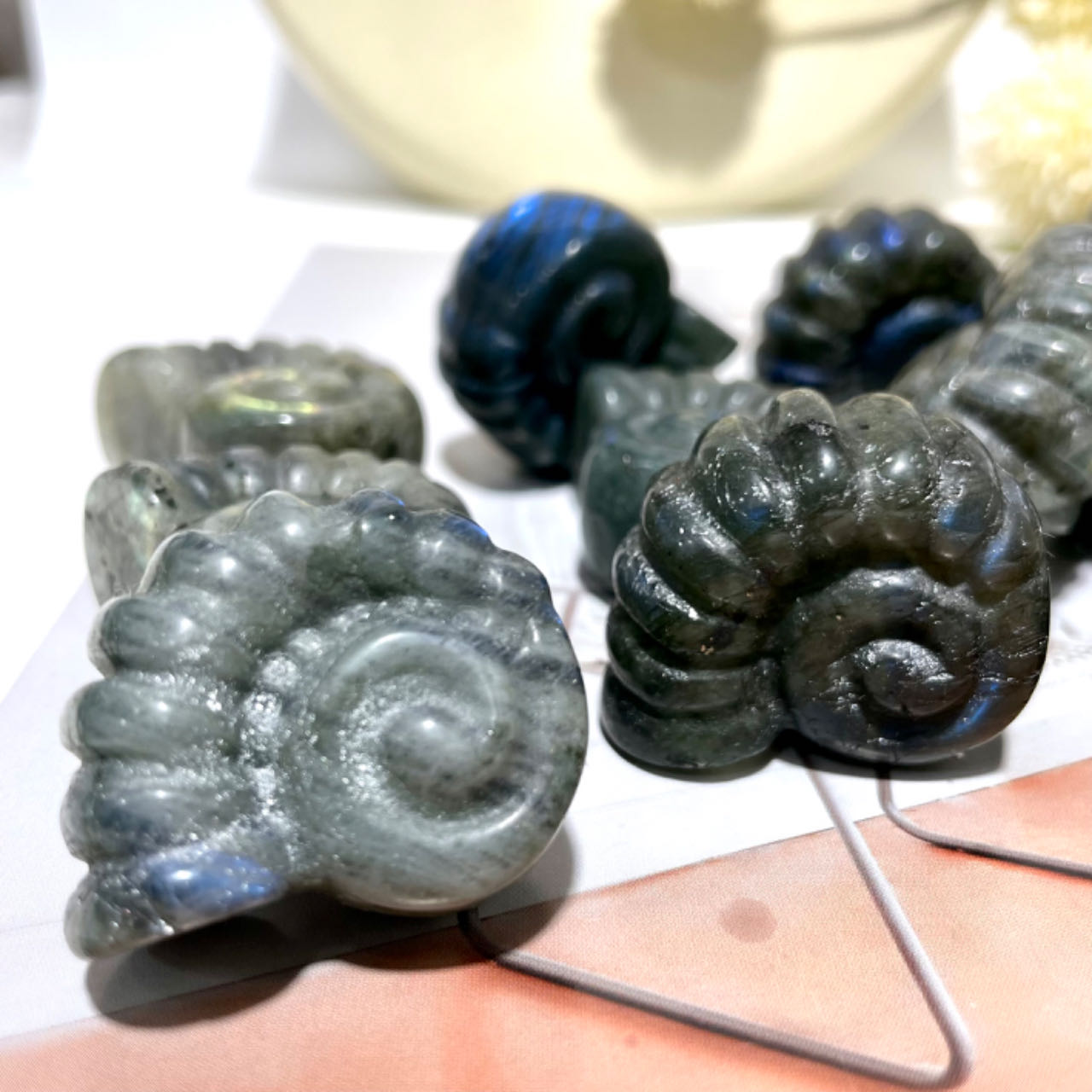 Labradorite Green Aventurine Snail Crystal 3CM 5CM Healing Crystal Home Decoration From IG Crystal