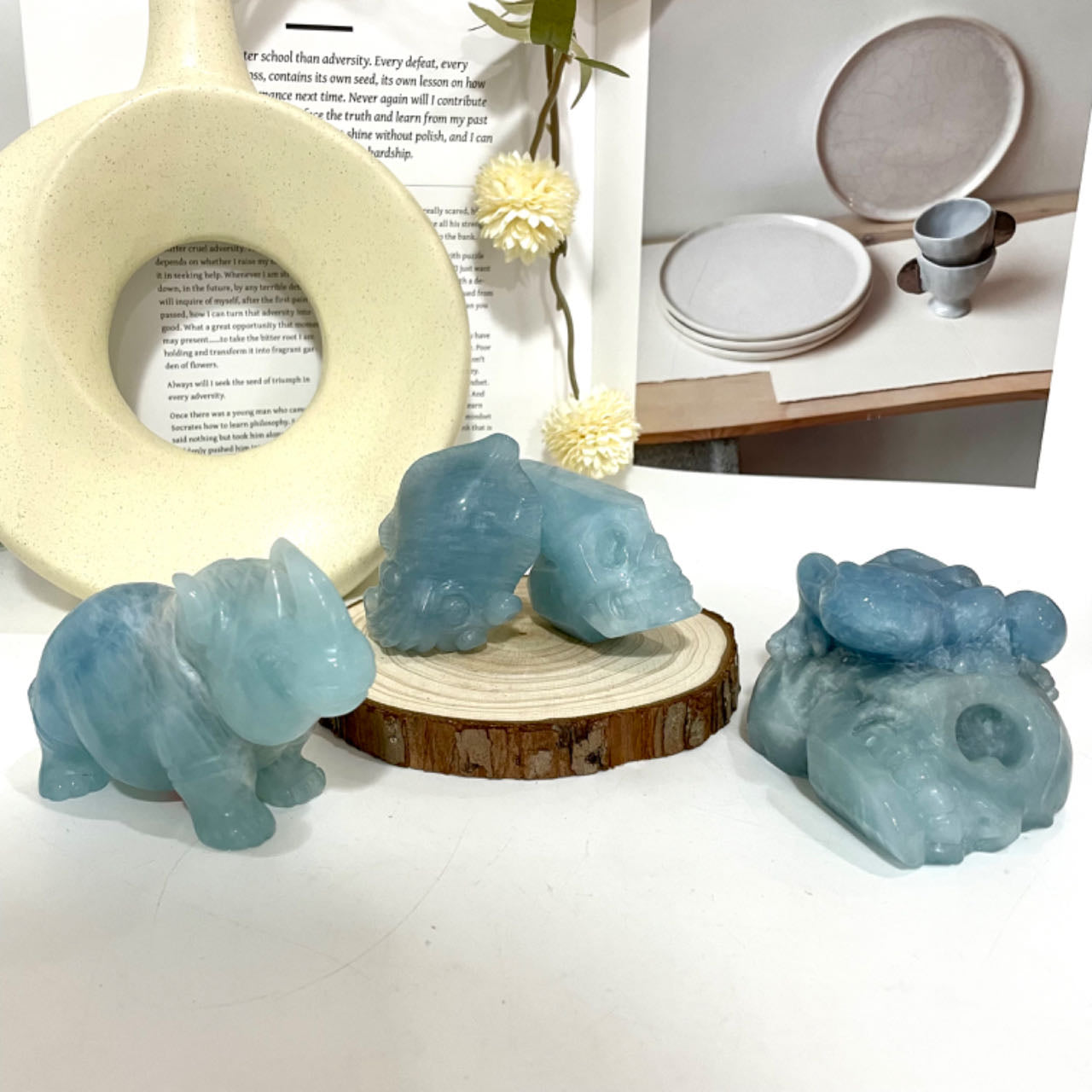 Aquamarine Animals Crystal Rhinoceros Skull And Frog Octopus Skull Healing Stone Home Decoration Stochastic 1PCS From IG Crystal