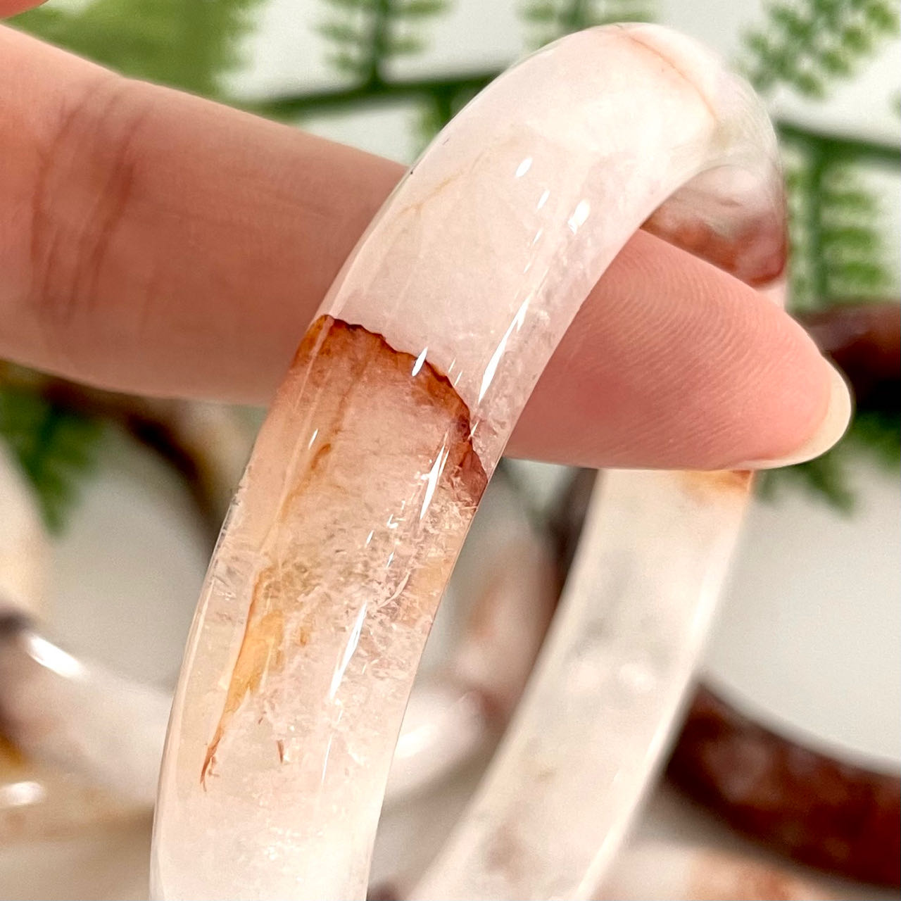 2PCS Fire Quartz Bangel 55~60mm Stochastic From IG Crystal