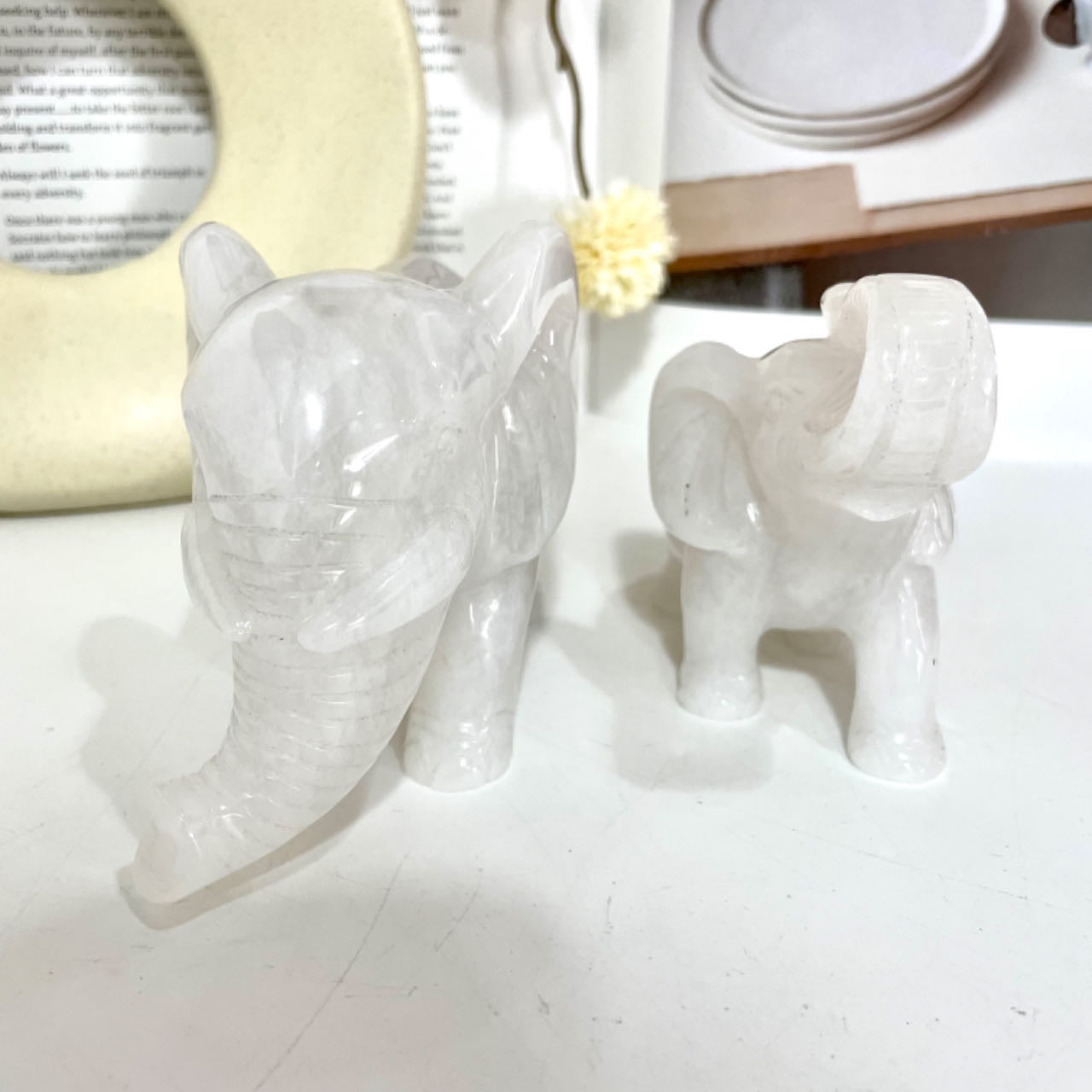 Clear Quartz Elephant Crystal Healing Stone Home Decoration From IG Crystal