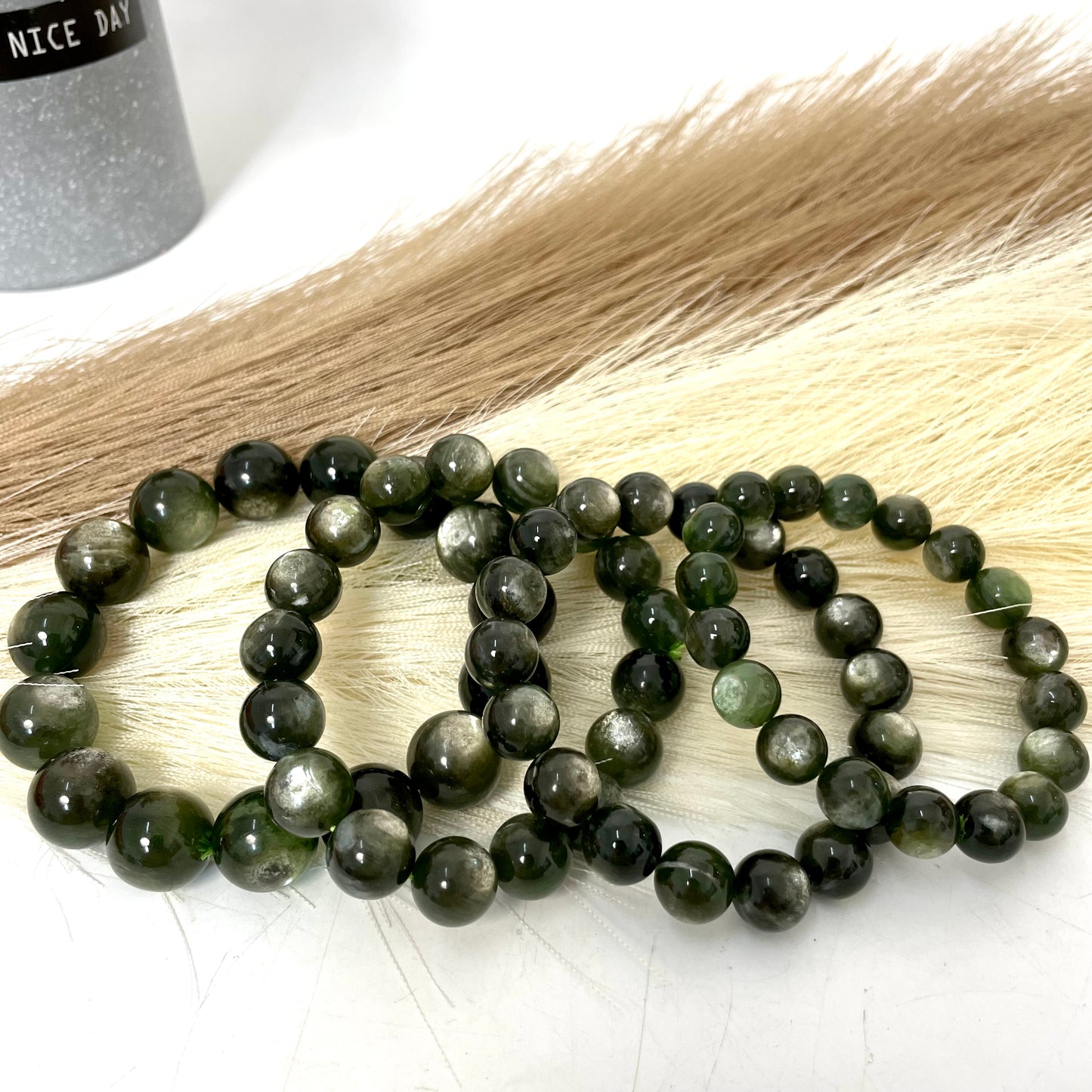 Deep Green Mica Crystal Bracelets 15mm 12mm 11mm 10mm Natural Crystals Healing Crystals Bracelet for Women and Men Teens Crystal Jewelry Shop Pretty Crystals From IG Crystal