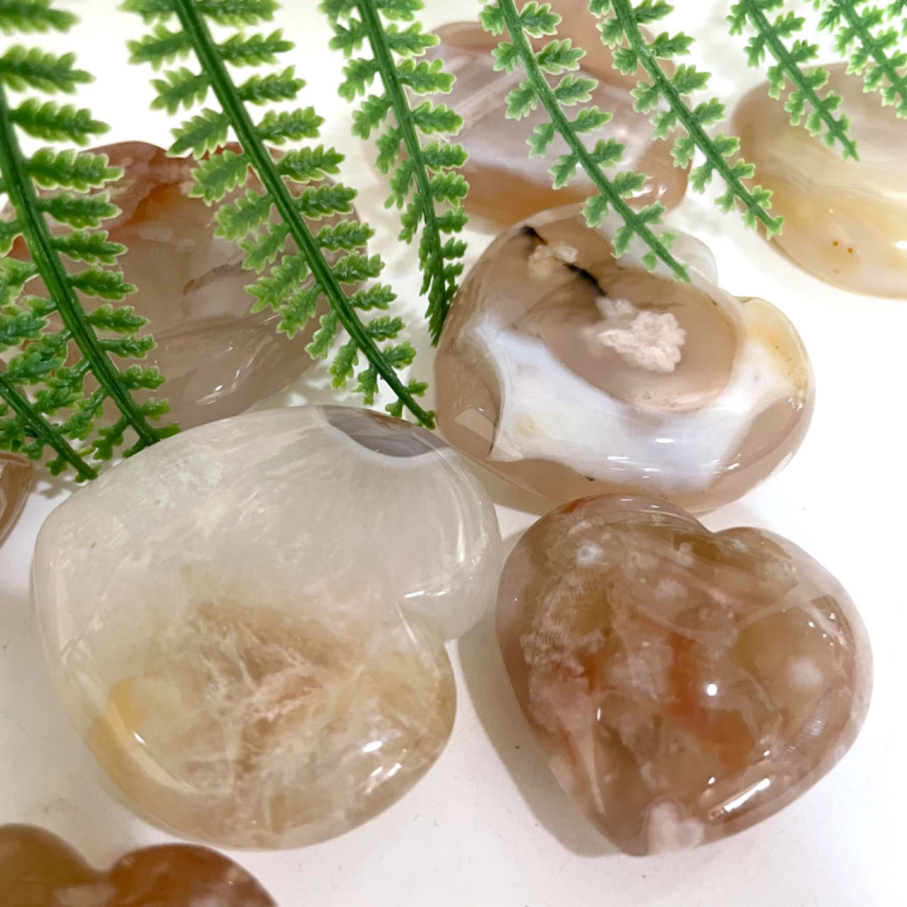 9~13PCS Heart Shape Pink Flower Agate Crystal 400g 3.5~5cm Healing Stone Home Decoration From IG Crystal