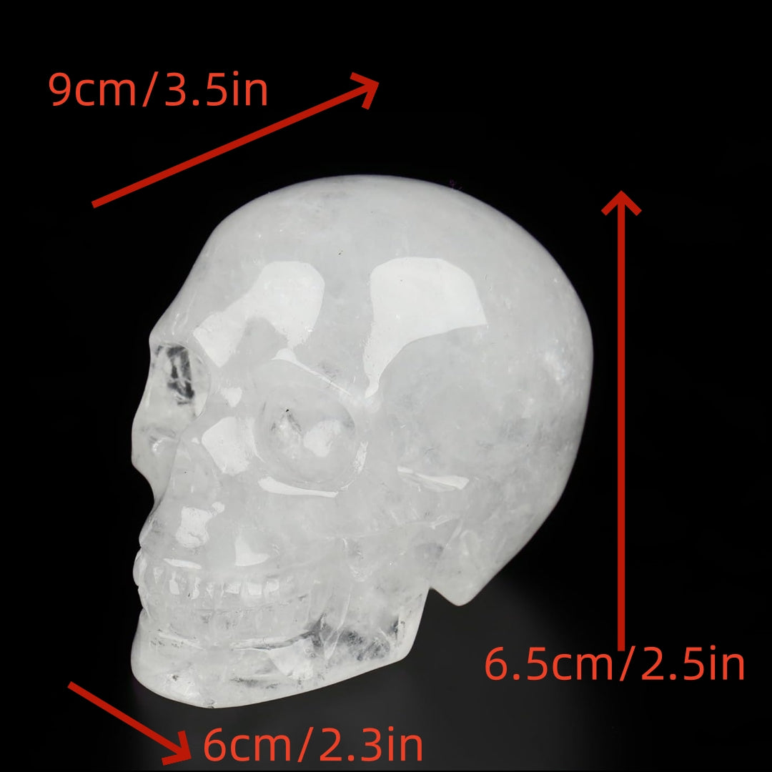 1 Count 3.5 Inches Clear Quartz Skull Crystal Carving Halloween Healing Stones Natural Stone Chakra Balancing Reiki Home Office Decor From IG Crystal