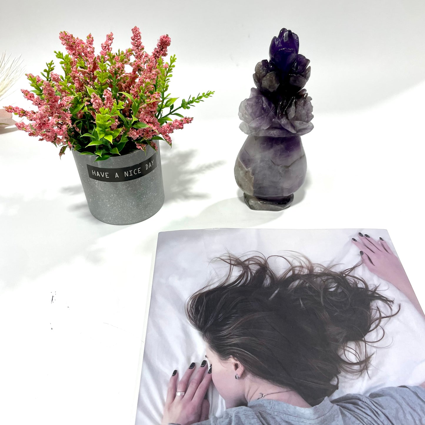 1 Count Amethyst Vase Flower Crystal Carving Healing Stones Natural Stone Chakra Balancing Reiki Home Office Decor From IG Crystal