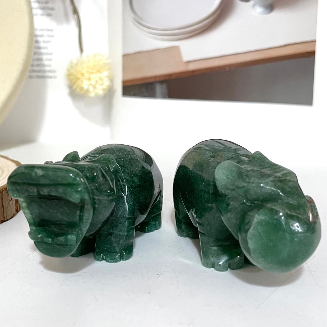 2 Counts Different Maerail Hippopotamus Crystal Yellow Jasper Green Aventurine Red Obsidian From IG Crystal