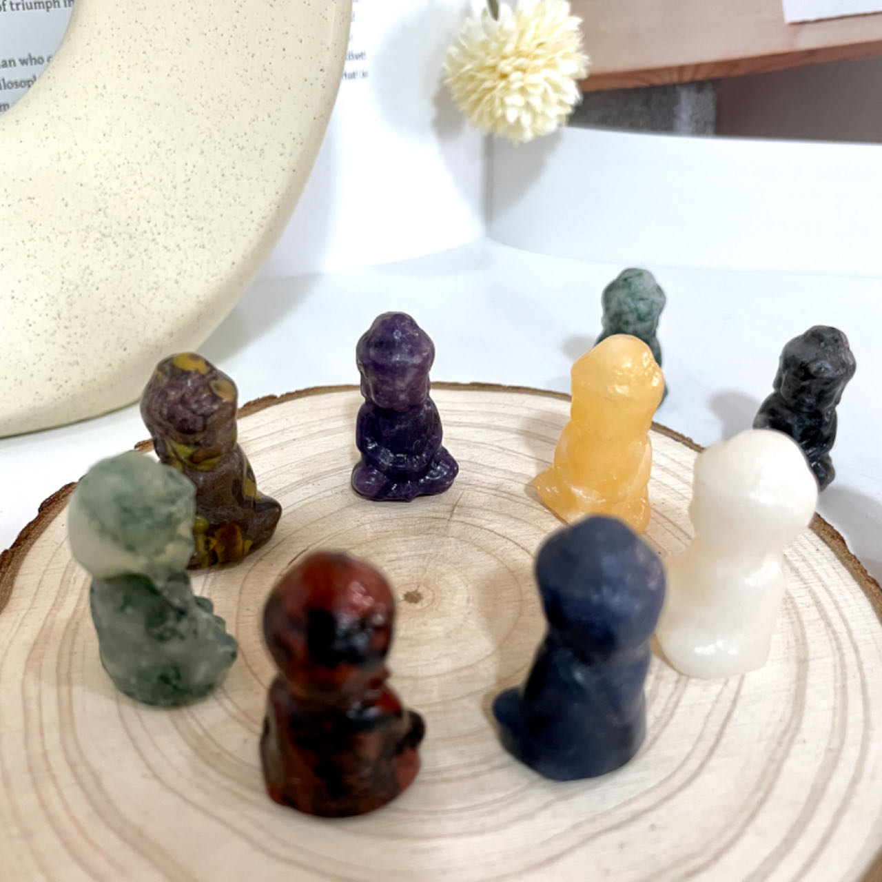 5 Counts Small Buddha Crystal Different Stones Healing Stone Home Decoration From IG Crystal