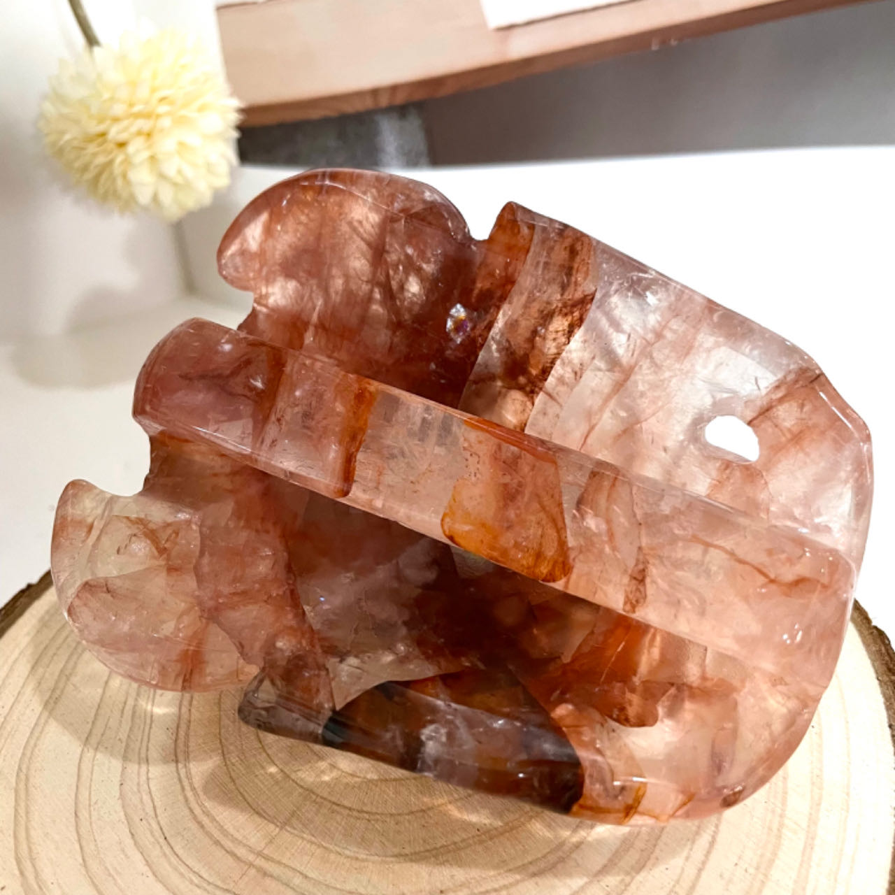 1PCS Fire Quartz Mask Crystal Healing Stone Home Decoration From IG Crystal