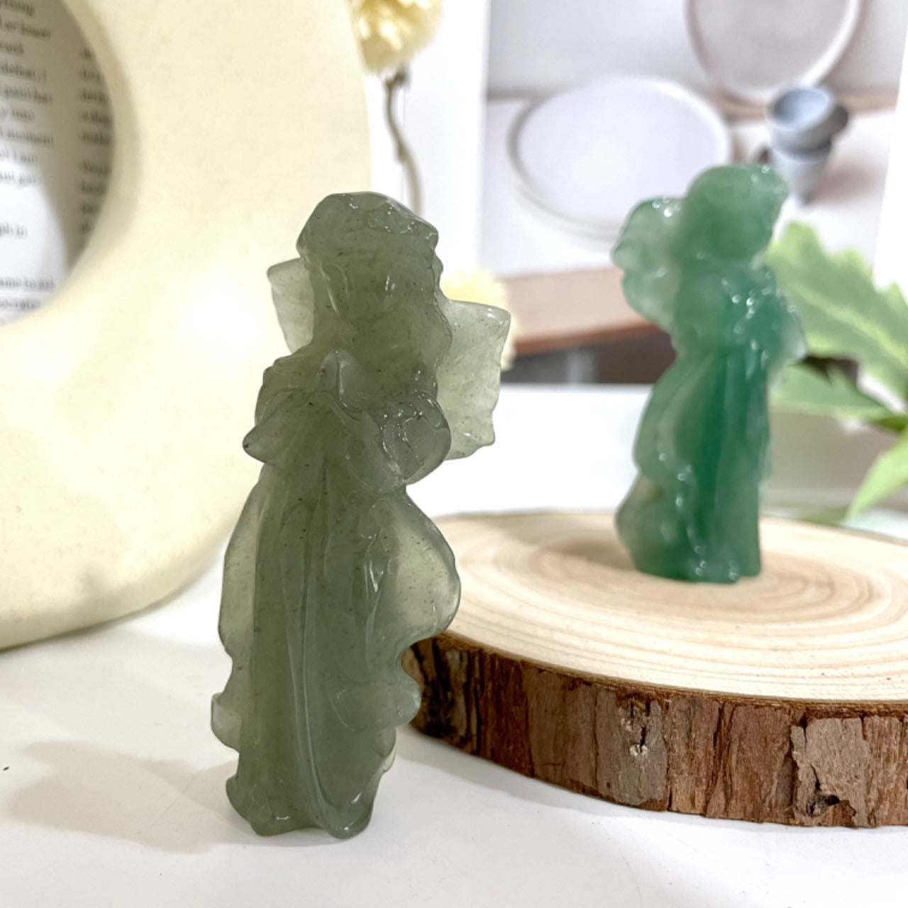 Green Aventurine Flower Fairy Crystal Healing Stone Home Decoration Stochastic 2PCS From IG Crystal