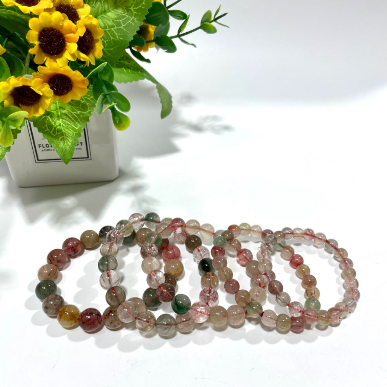 Rabbit Hair Crystal Bracelet 8~12mm Energy Healing Crystals Jewelry for Women DIY Bracelet From IG Crystal