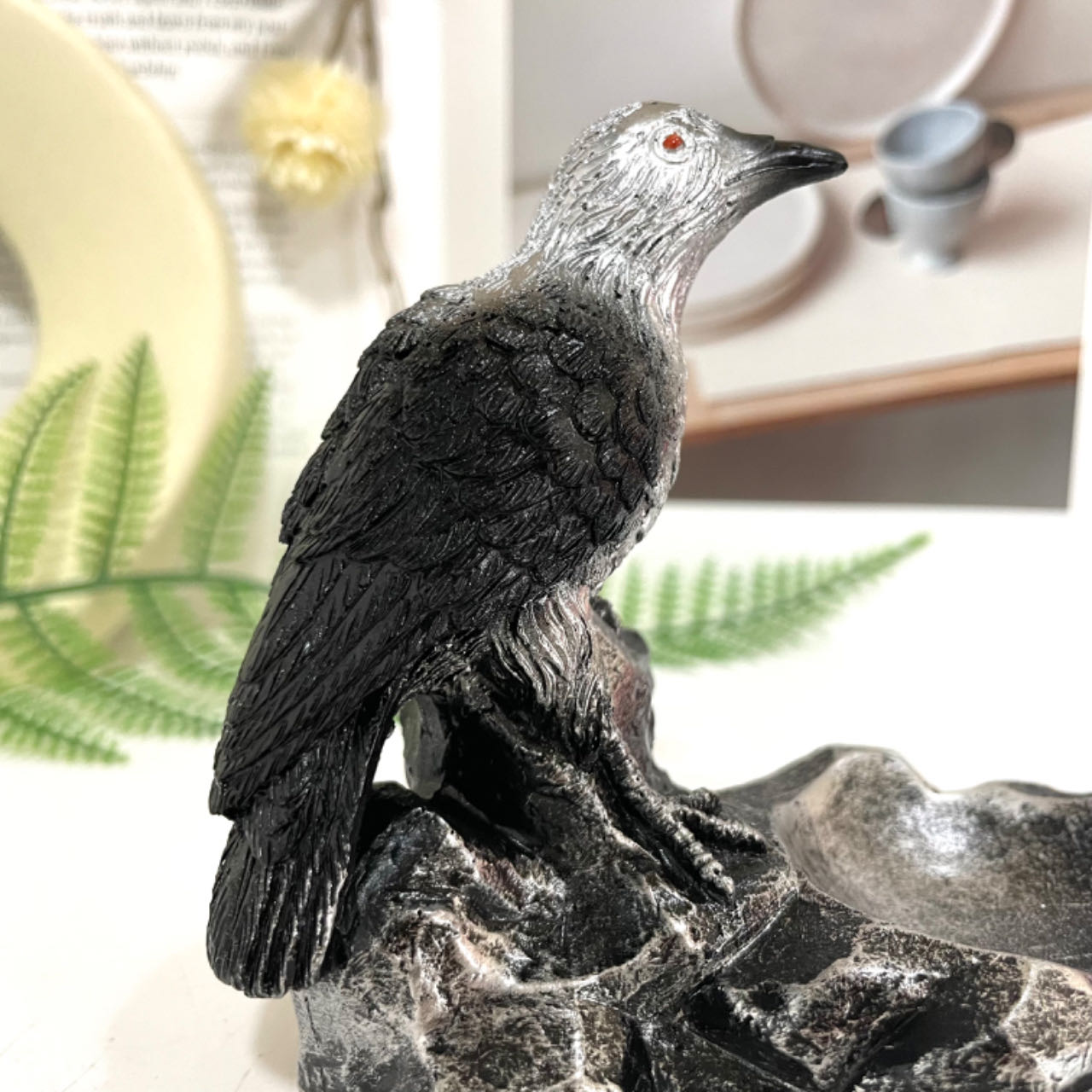 2PCS Crow Stand Black Silver Healing Stone Home Decoration For Crystal Ball From IG Crystal