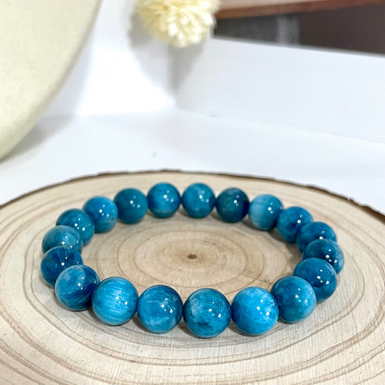 Blue Apatite Bracelet 7~11mm Energy Healing Crystals Jewelry for Women DIY Bracelet From IG Crystal