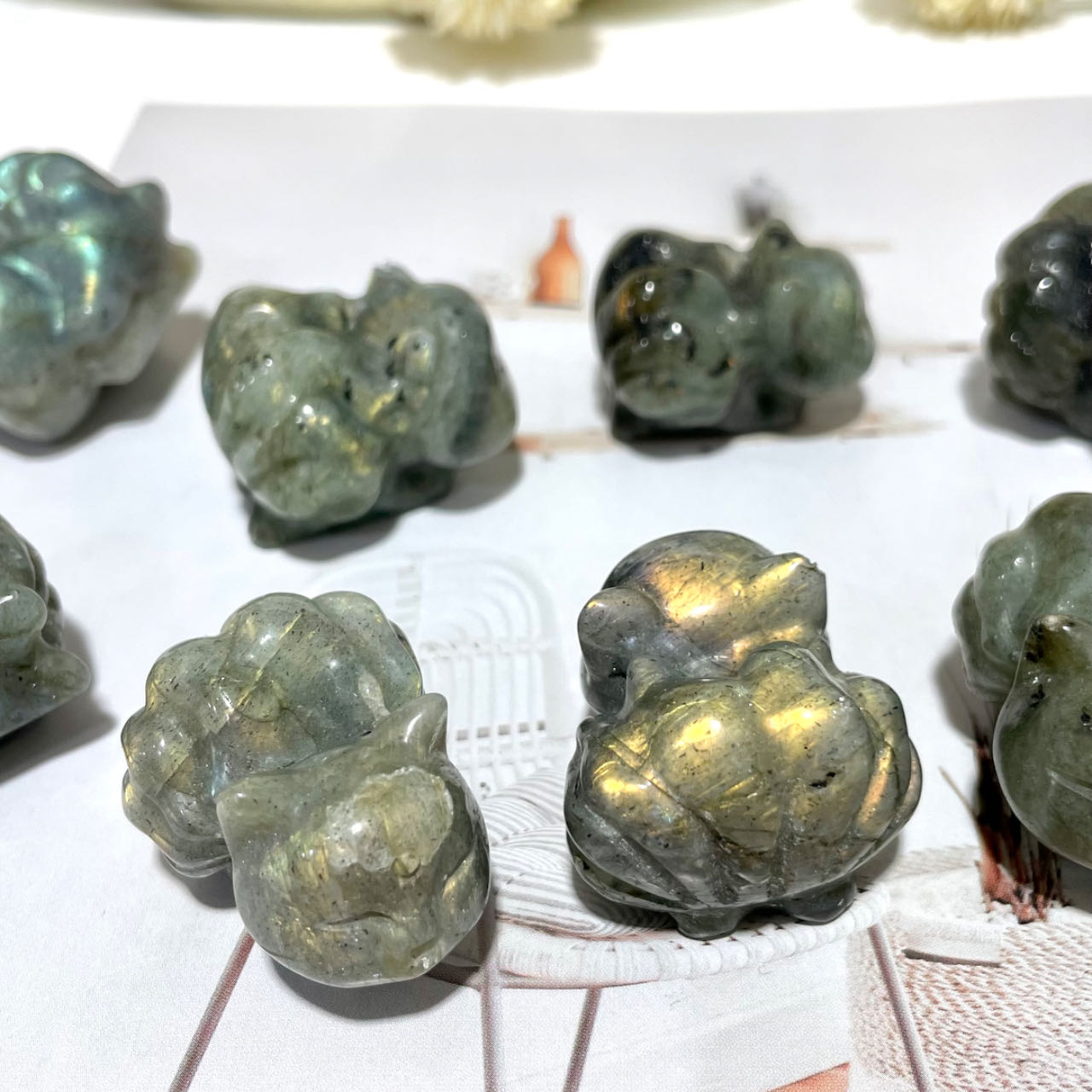 4 Counts Labradorite Small Cute Nine-tailed Fox Crystal Healing Crystal Home Decoration From IG Crystal